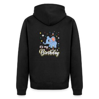 Karussell-geburtstagsfeier-elefant Es Ist Mein - Unisex Premium Bio Zip Hoodie - Schwarz - Hinten - Nico (187cm)