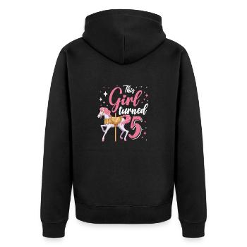 Karussell-geburtstagsfeier Dieses Mädchen Wurde 5 - Unisex Premium Bio Zip Hoodie - Schwarz - Hinten - Nico (187cm)