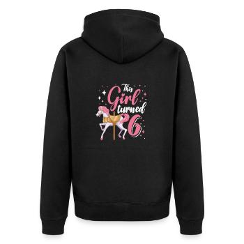 Karussell-geburtstagsfeier Dieses Mädchen Wurde 6 - Unisex Premium Bio Zip Hoodie - Schwarz - Hinten - Nico (187cm)