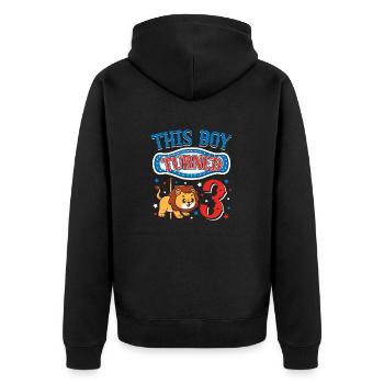 Carousel Birthday Party Lion This Boy - Unisex Premium Organic Zip Hoodie - black - Back - Nico (187cm)
