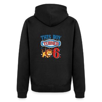 Carousel Birthday Party Lion Dieser Junge Wurde 6 - Unisex Premium Bio Zip Hoodie - Schwarz - Hinten - Nico (187cm)