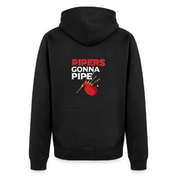 Pipers Gonna Pipe Bagpiping Scotsman Bagpiper - Unisex Premium Bio Zip Hoodie - Schwarz - Hinten - Nico (187cm)