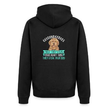 Goldendoodle Doodle Hund - Unisex Premium Bio Zip Hoodie - Schwarz - Hinten - Nico (187cm)