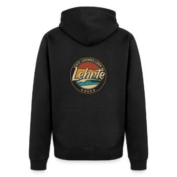 Lehrte Echte Legenden leben in Lehrteer - Unisex Premium Bio Zip Hoodie - Schwarz - Hinten - Nico (187cm)