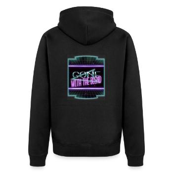 comics present book cat wine books coffee happy - Unisex Premium Bio Zip Hoodie - Schwarz - Hinten - Nico (187cm)