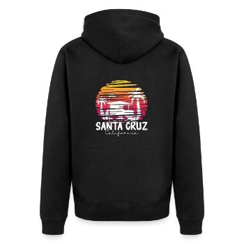 Santa Cruz California Summer Sun Palms Strand - Unisex Premium Bio Zip Hoodie - Schwarz - Hinten - Nico (187cm)