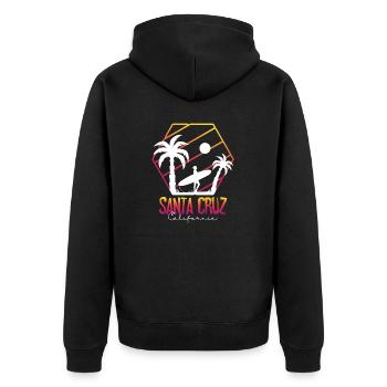 Santa Cruz California Summer Sun Palms Strand - Unisex Premium Bio Zip Hoodie - Schwarz - Hinten - Nico (187cm)