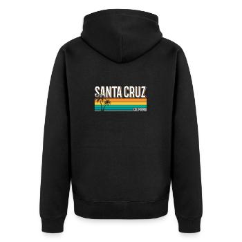 Santa Cruz California Summer Sun Palms Strand - Unisex Premium Bio Zip Hoodie - Schwarz - Hinten - Nico (187cm)