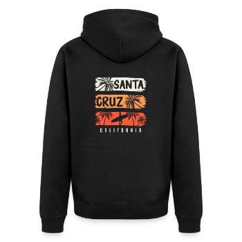 Santa Cruz California Summer Sun Palms Strand - Unisex Premium Bio Zip Hoodie - Schwarz - Hinten - Nico (187cm)