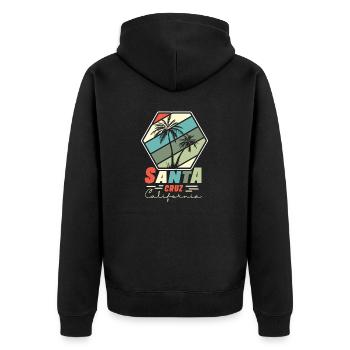 Santa Cruz California Summer Sun Palms Strand - Unisex Premium Bio Zip Hoodie - Schwarz - Hinten - Nico (187cm)