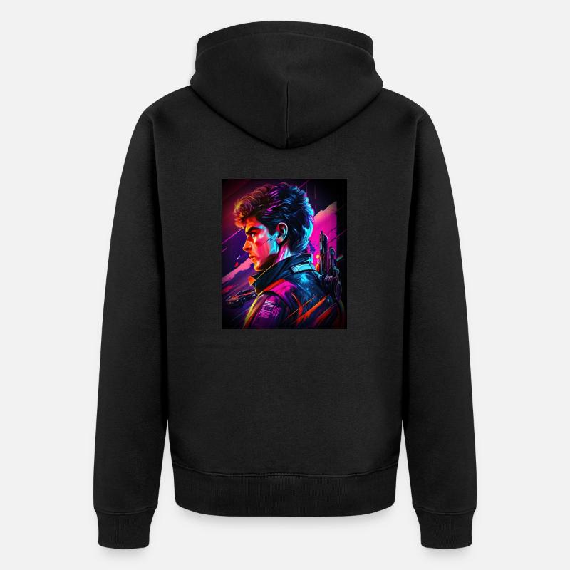 Retrowave Synthwave 80s Design - Unisex Premium Bio Zip Hoodie - Schwarz