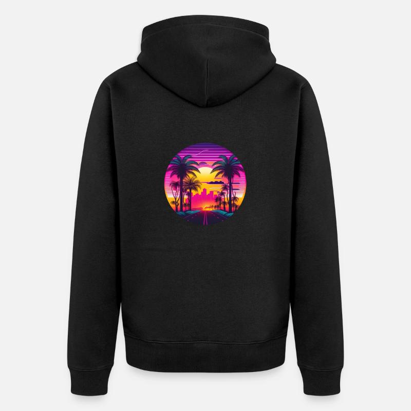 Retrowave Synthwave 80s Design - Unisex Premium Bio Zip Hoodie - Schwarz