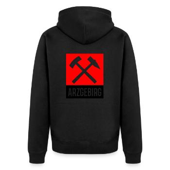 Arzgebirg Hammer Bergbau - Unisex Premium Bio Zip Hoodie - Schwarz - Hinten - Nico (187cm)