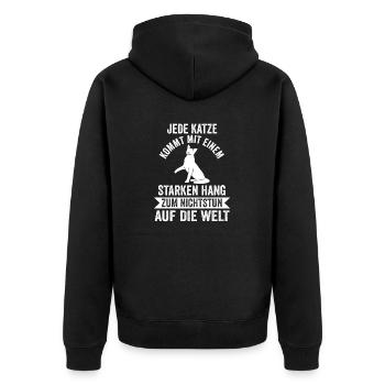 katzenliebhaber Mieze Miezekatze Katze Kater Katze - Unisex Premium Bio Zip Hoodie - Schwarz - Hinten - Nico (187cm)