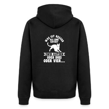 katzenliebhaber Mieze Miezekatze Katze Kater Katze - Unisex Premium Bio Zip Hoodie - Schwarz - Hinten - Nico (187cm)