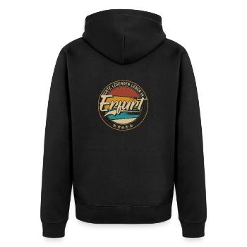 Erfurt Echte Legenden leben in Erfurter - Unisex Premium Bio Zip Hoodie - Schwarz - Hinten - Nico (187cm)