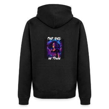 Böses Mädchen In Der Stadt 13 - Unisex Premium Bio Zip Hoodie - Schwarz - Hinten - Nico (187cm)