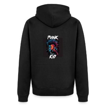 Graffiti Style - Cooles Punk Kind 7 - Unisex Premium Bio Zip Hoodie - Schwarz - Hinten - Nico (187cm)