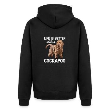 Cockapoo Dog - Unisex Premium Organic Zip Hoodie - black - Back - Nico (187cm)