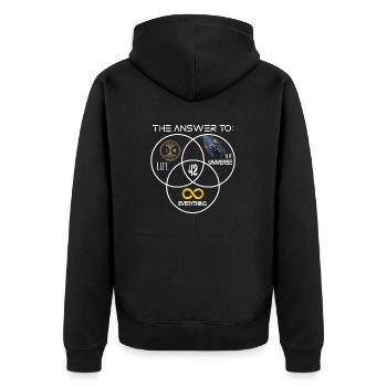 Life Universe Everything 42 Réponse - Veste à capuche bio Premium Unisexe - noir - Dos - Nico (187cm)