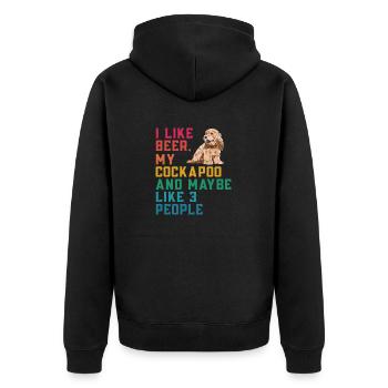 Cockapoo Dog - Unisex Premium Organic Zip Hoodie - black - Back - Nico (187cm)