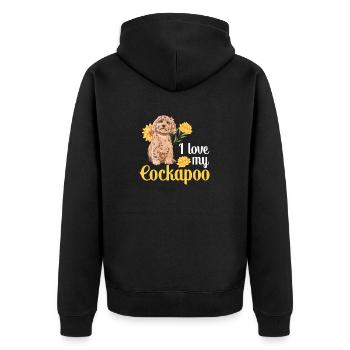 Cockapoo Dog - Unisex Premium Organic Zip Hoodie - black - Back - Nico (187cm)