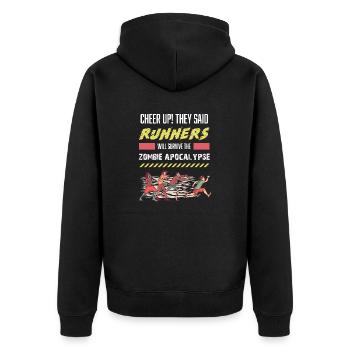 Lustiges Marathon Läufer Laufen Cross Country - Unisex Premium Bio Zip Hoodie - Schwarz - Hinten - Nico (187cm)