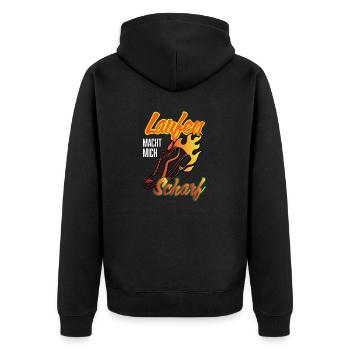 Lustiges Marathon Läufer Laufen Cross Country - Unisex Premium Bio Zip Hoodie - Schwarz - Hinten - Nico (187cm)