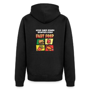 Lustiges Marathon Läufer Laufen Cross Country - Unisex Premium Bio Zip Hoodie - Schwarz - Hinten - Nico (187cm)