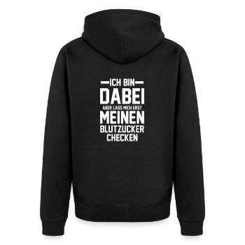 Diabetes Diabetiker - Unisex Premium Bio Zip Hoodie - Schwarz - Hinten - Nico (187cm)