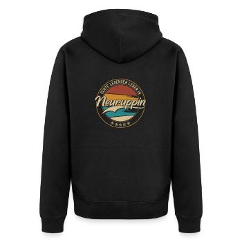 Neuruppin Echte Legenden leben in Neuruppiner - Unisex Premium Bio Zip Hoodie - Schwarz - Hinten - Nico (187cm)