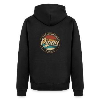 Pirna Echte Legenden leben in Pirnaer - Unisex Premium Bio Zip Hoodie - Schwarz - Hinten - Nico (187cm)