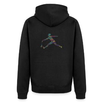Badminton Federball Spieler - Unisex Premium Bio Zip Hoodie - Schwarz - Hinten - Nico (187cm)