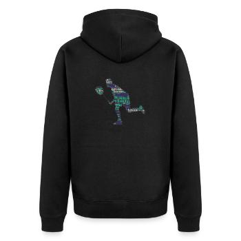 Badminton Federball Spieler - Unisex Premium Bio Zip Hoodie - Schwarz - Hinten - Nico (187cm)