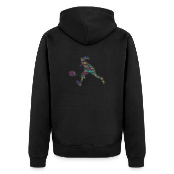 Badminton Federball Spieler - Unisex Premium Bio Zip Hoodie - Schwarz - Hinten - Nico (187cm)