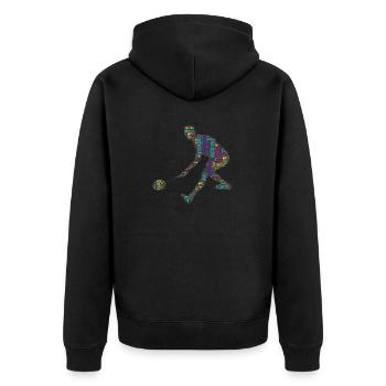 Badminton Federball Spieler - Unisex Premium Bio Zip Hoodie - Schwarz - Hinten - Nico (187cm)