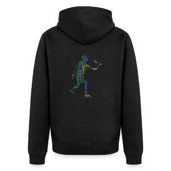 Badminton Federball Spieler - Unisex Premium Bio Zip Hoodie - Schwarz - Hinten - Nico (187cm)