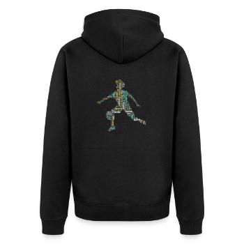 Badminton Federball Spieler - Unisex Premium Bio Zip Hoodie - Schwarz - Hinten - Nico (187cm)