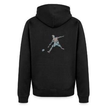Badminton Federball Spieler - Unisex Premium Bio Zip Hoodie - Schwarz - Hinten - Nico (187cm)