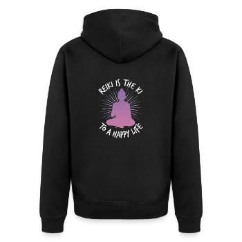 Reiki -Meister Ganzheitlicher Spiritueller Chakra - Unisex Premium Bio Zip Hoodie - Schwarz - Hinten - Nico (187cm)