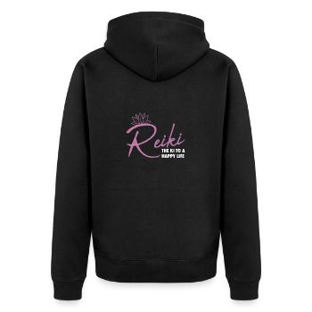 Reiki -Meister Ganzheitlicher Spiritueller Chakra - Unisex Premium Bio Zip Hoodie - Schwarz - Hinten - Nico (187cm)