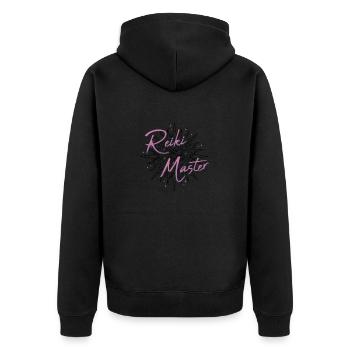 Reiki -Meister Ganzheitlicher Spiritueller Chakra - Unisex Premium Bio Zip Hoodie - Schwarz - Hinten - Nico (187cm)