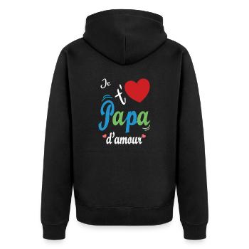 je t'aime papa d'amour pour Fête Des Pères - Veste à capuche bio Premium Unisexe - noir - Dos - Nico (187cm)