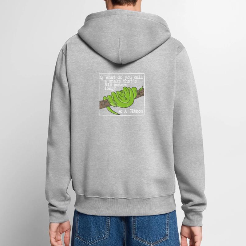 Python Snake Pithon Pi Tag Icon Funny Math Unisex Premium Organic Zip Hoodie