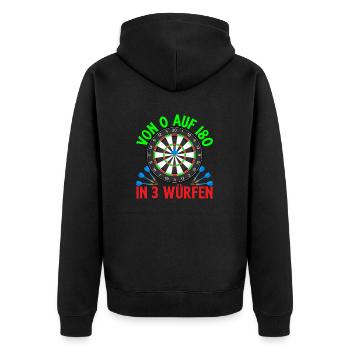 Dart 180 in 3 Würfen Dart Sport Dartboard - Unisex Premium Bio Zip Hoodie - Schwarz - Hinten - Nico (187cm)