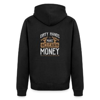Dirty Hands Make Clean Money Mechanic - Unisex Premium Organic Zip Hoodie - black - Back - Nico (187cm)