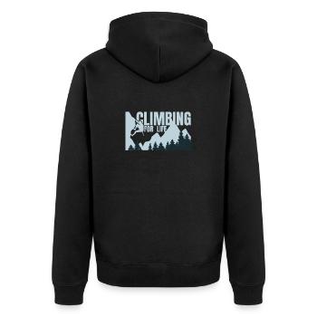 Climbing for life - Klettern Bergsteigen Berge - Unisex Premium Bio Zip Hoodie - Schwarz - Hinten - Nico (187cm)