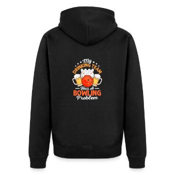 My Drinking Team Has A Bowling Problem Bowler Team - Unisex Premium Bio Zip Hoodie - Schwarz - Hinten - Nico (187cm)