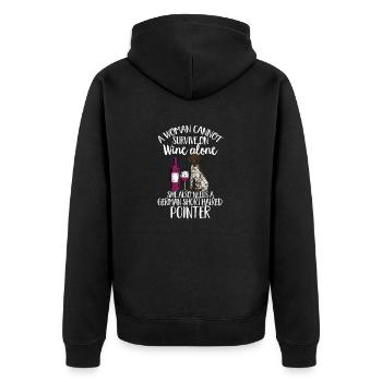German Shorthair GSP Dog - Unisex Premium Organic Zip Hoodie - black - Back - Nico (187cm)