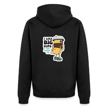 J’aime les grandes tasses et je ne peux pas mentir café sarcastique - Veste à capuche bio Premium Unisexe - noir - Dos - Nico (187cm)